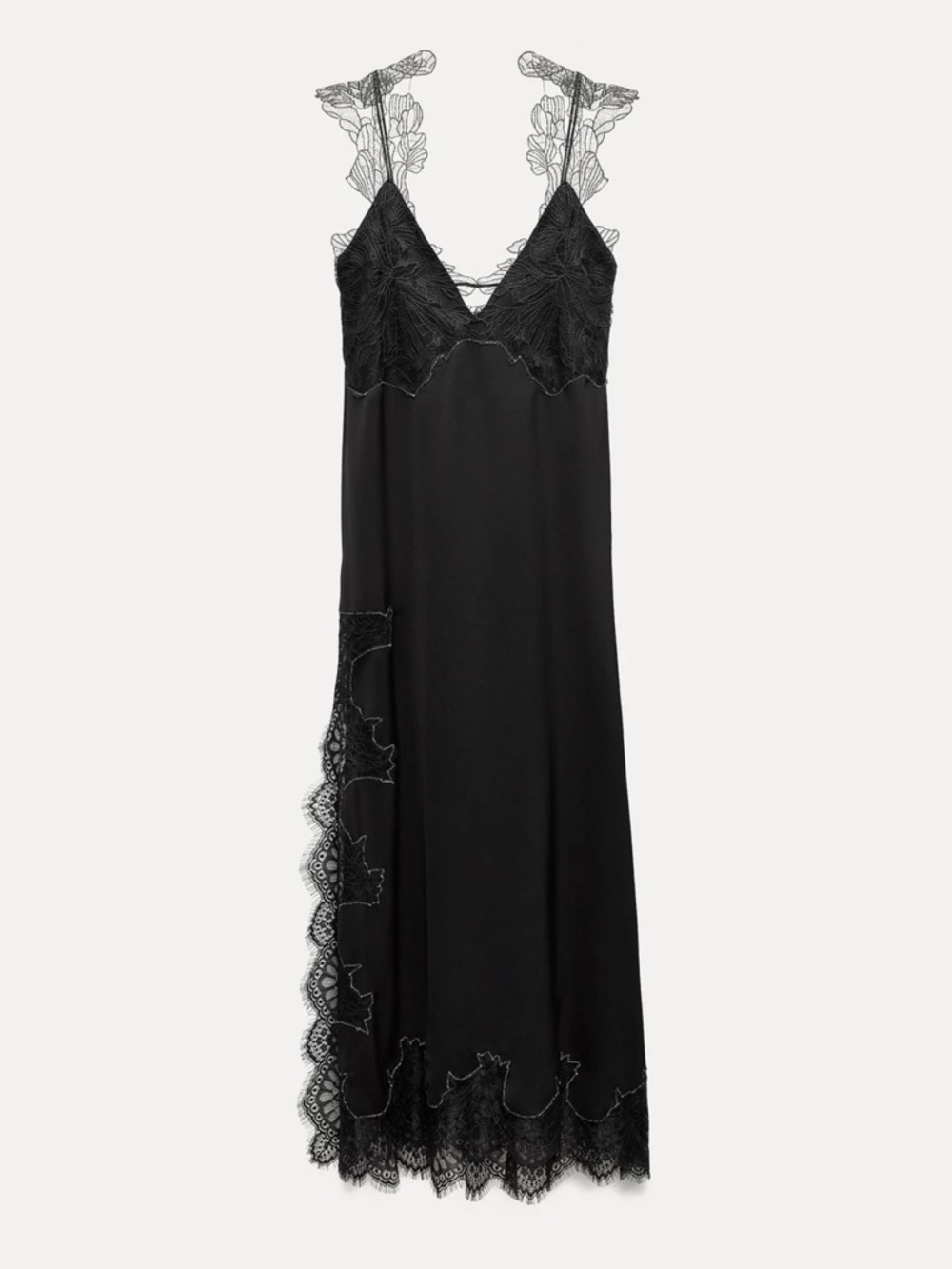 NWOT ZARA AW24 ZW COLLECTION LACE TRIM BRIEF DRESS 8369/515 BLACK LINGERIE DRESS - Picture 7 of 15